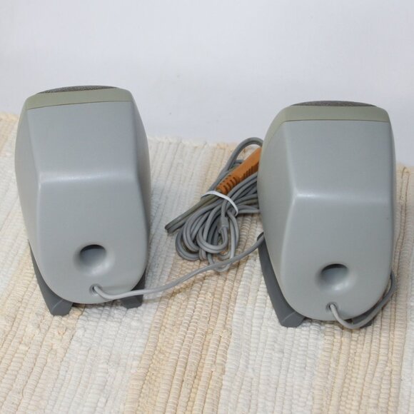 VTG POLK AUDIO MINI SPEAKER SET PC COMPUTER WIRED LEFT RIGHT GRAY DESKTOP HIPS - Picture 5 of 14